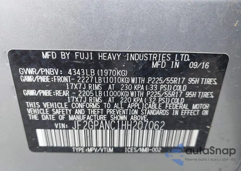 2017 Subaru Crosstrek Limited из США, поврежденный, VIN JF2GPANC1HH207062